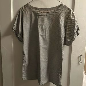 Blue and white striped blouse